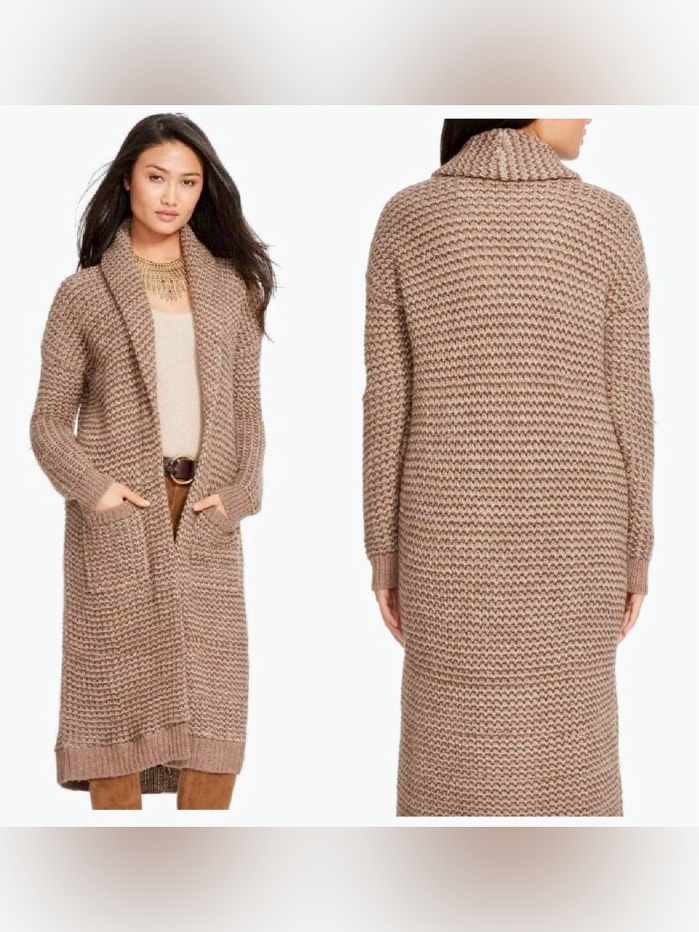 Lauren Ralph Lauren Long Open Front Knit Cardigan
US S Tan color